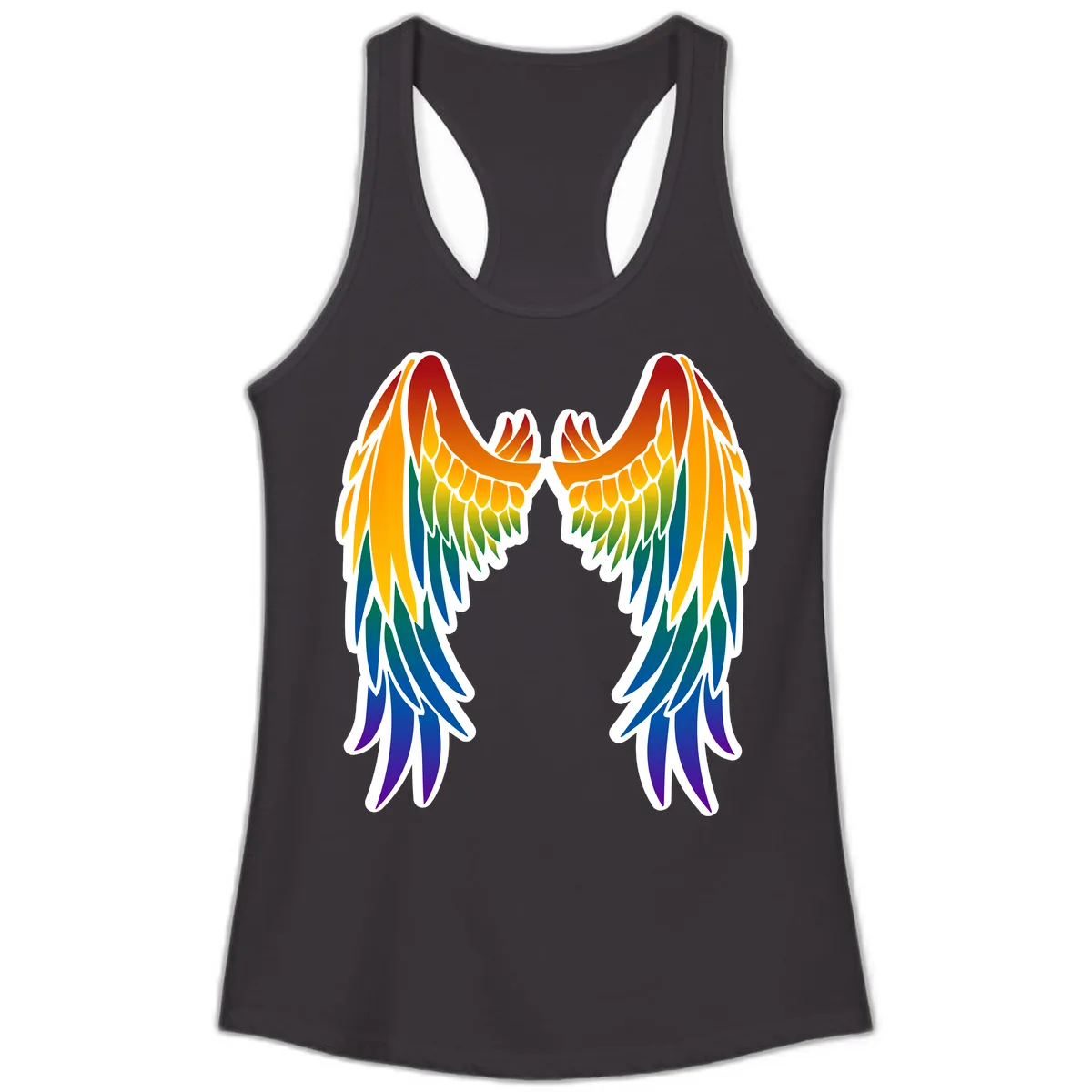 Rainbow Pride Wings Ladies Tank in Black