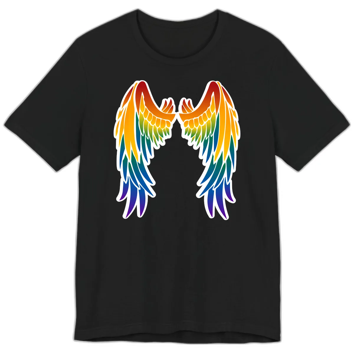 Rainbow Pride Wings Premium T-Shirt in Black