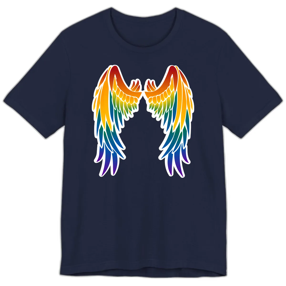 Rainbow Pride Wings Premium T-Shirt in Navy
