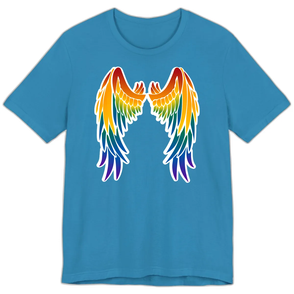 Rainbow Pride Wings Premium T-Shirt in Aqua