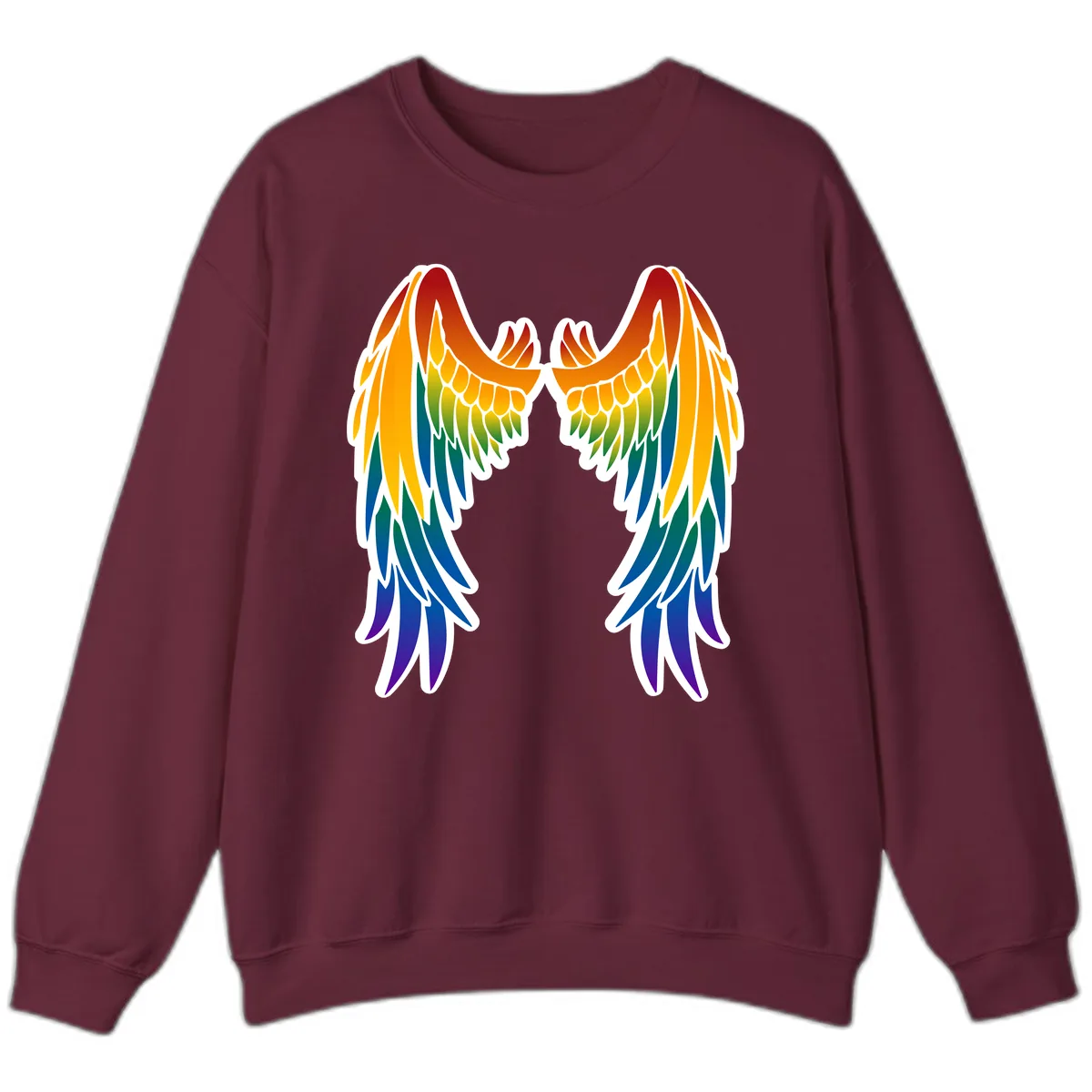 Rainbow Pride Wings Sweatshirt in Maroon