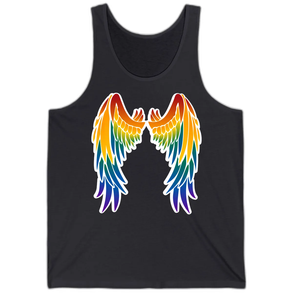 Rainbow Pride Wings Tank in Dark Grey