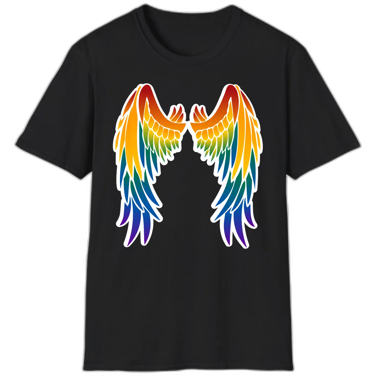 Rainbow Pride Wings T-Shirt in Black