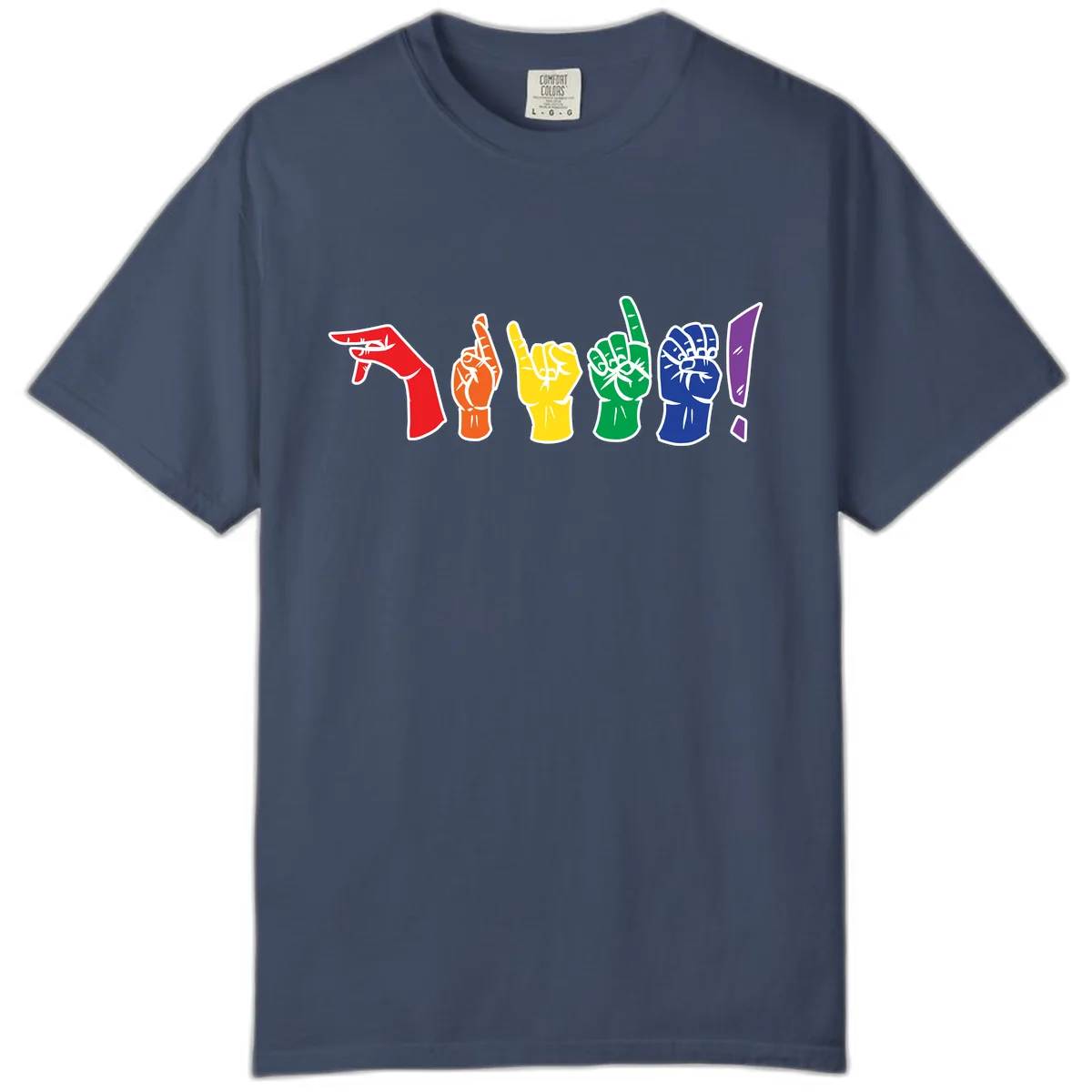Rainbow Pride Power Fists Comfort Color in Midnight