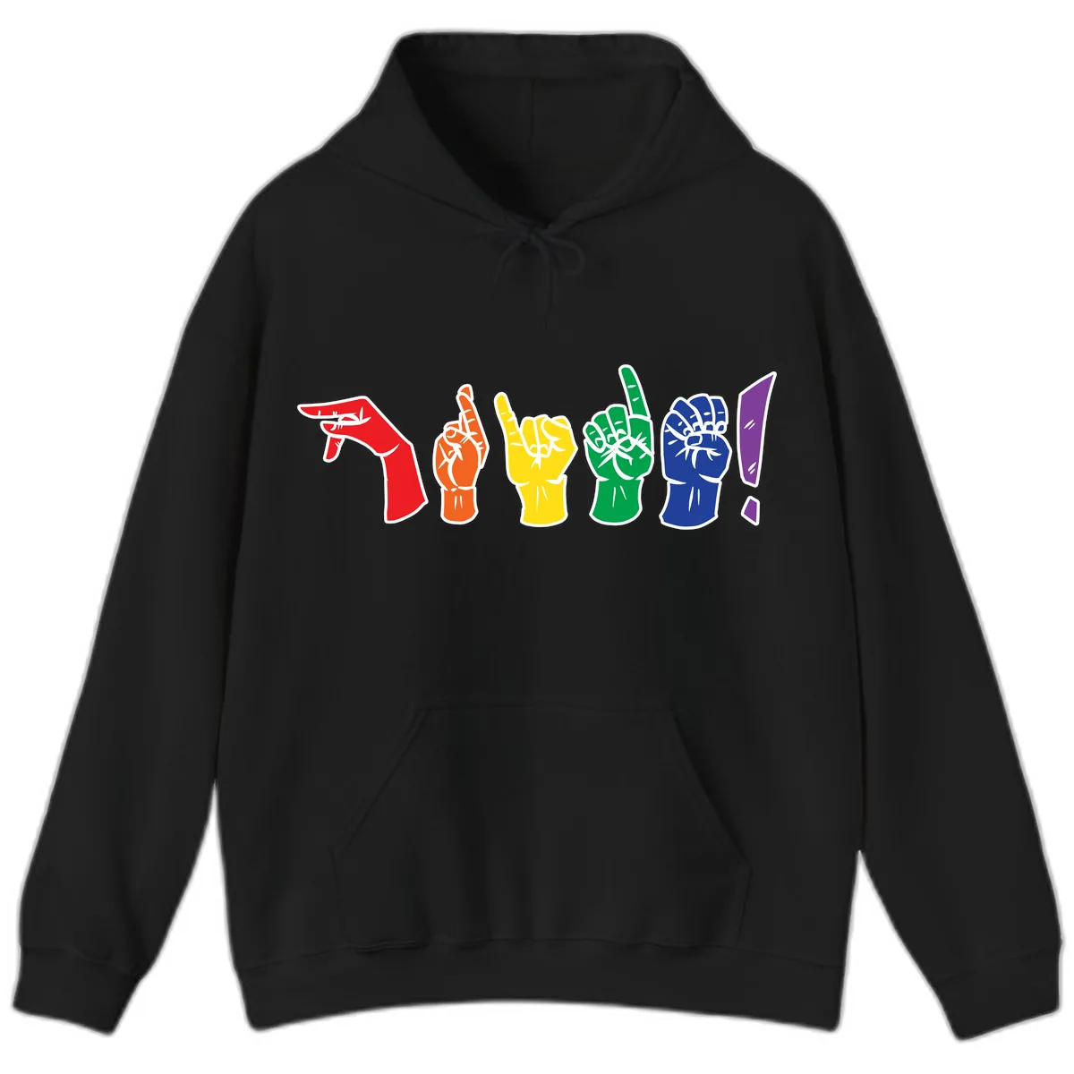 Rainbow Pride Power Fists Hoodie in Black