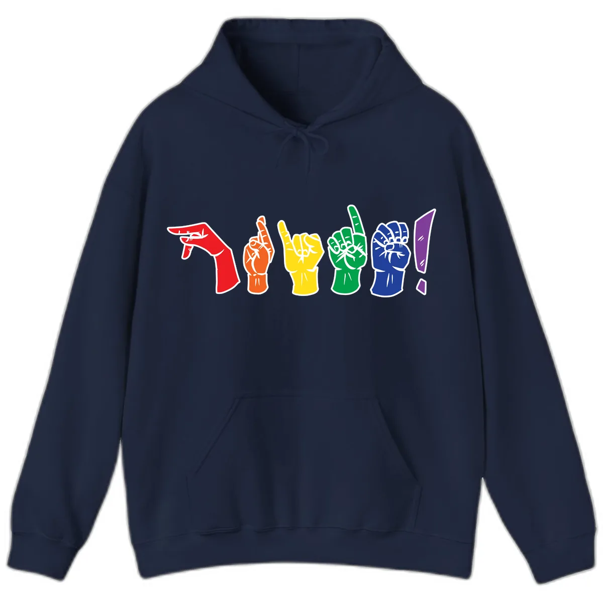 Rainbow Pride Power Fists Hoodie in Navy