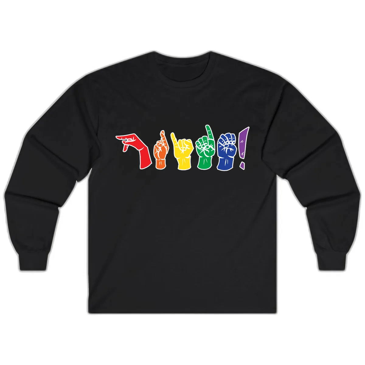 Rainbow Pride Power Fists Long Sleeve in Black