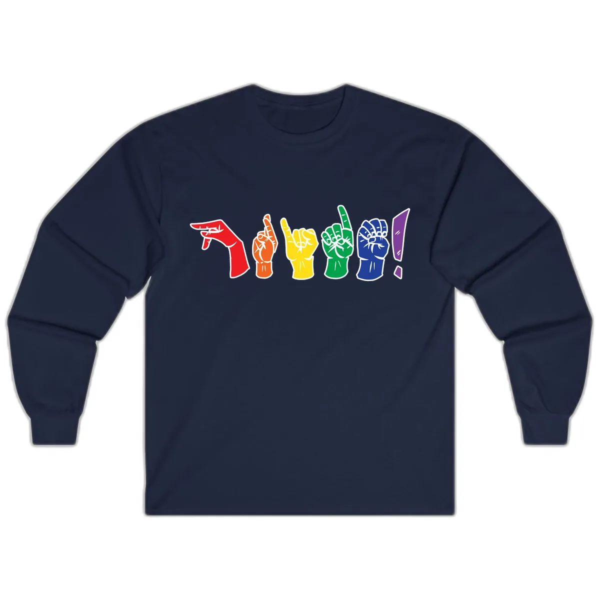 Rainbow Pride Power Fists Long Sleeve in Navy