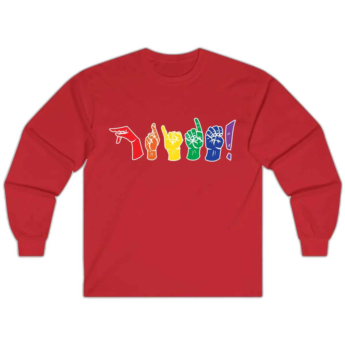 Rainbow Pride Power Fists Long Sleeve in Red