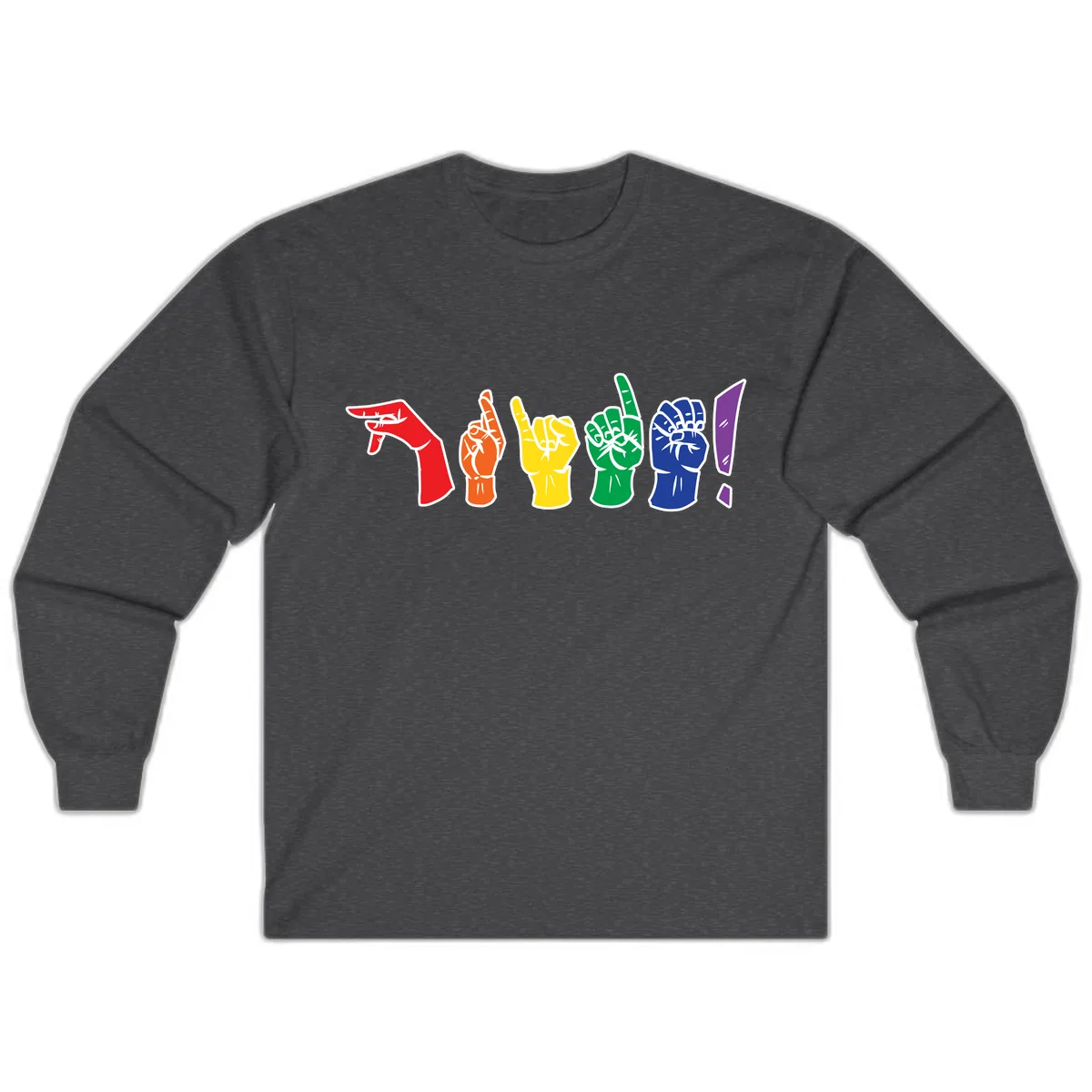 Rainbow Pride Power Fists Long Sleeve in Dark Heather