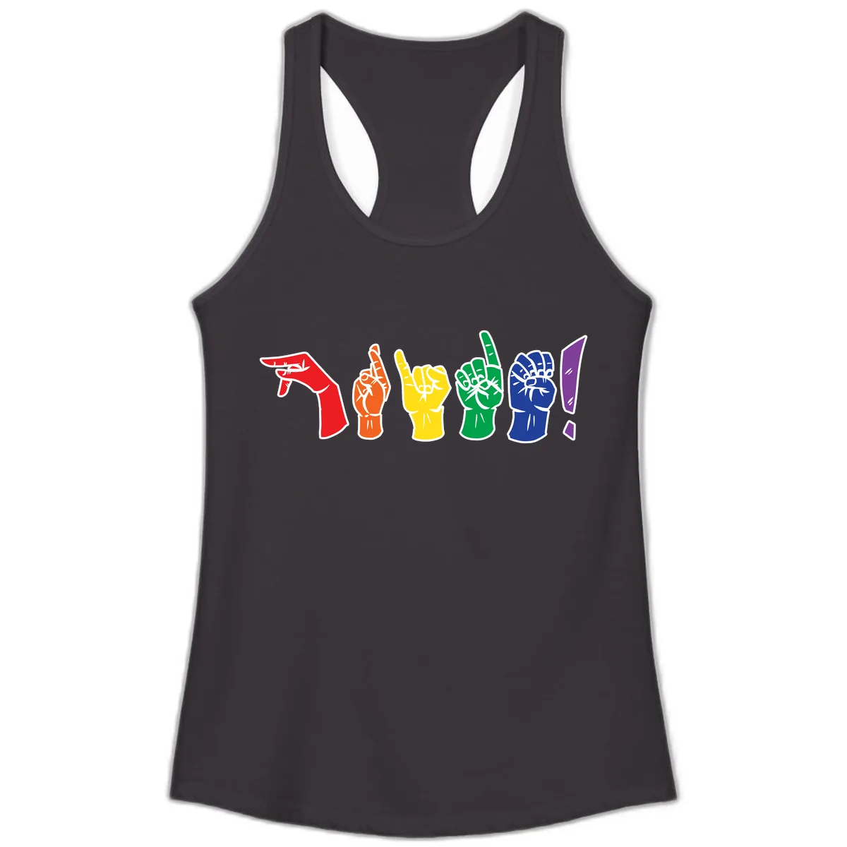 Rainbow Pride Power Fists Ladies Tank in Black