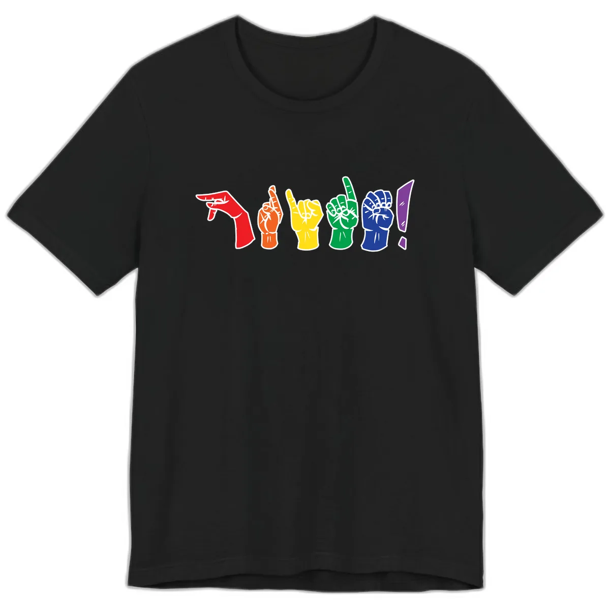 Rainbow Pride Power Fists Premium T-Shirt in Black