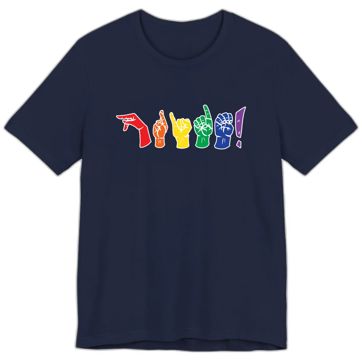 Rainbow Pride Power Fists Premium T-Shirt in Navy