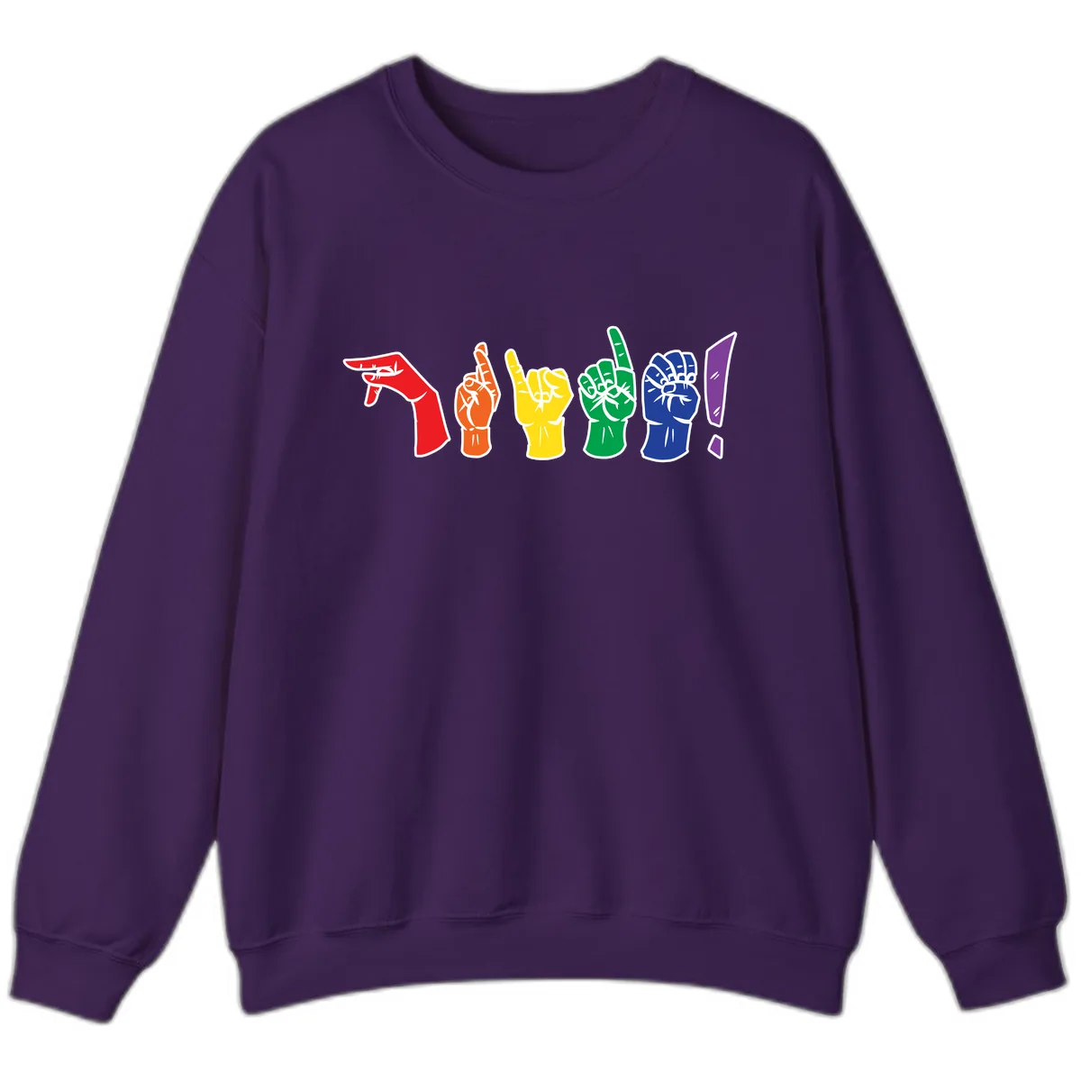 Rainbow Pride Power Fists Sweatshirt in Purple