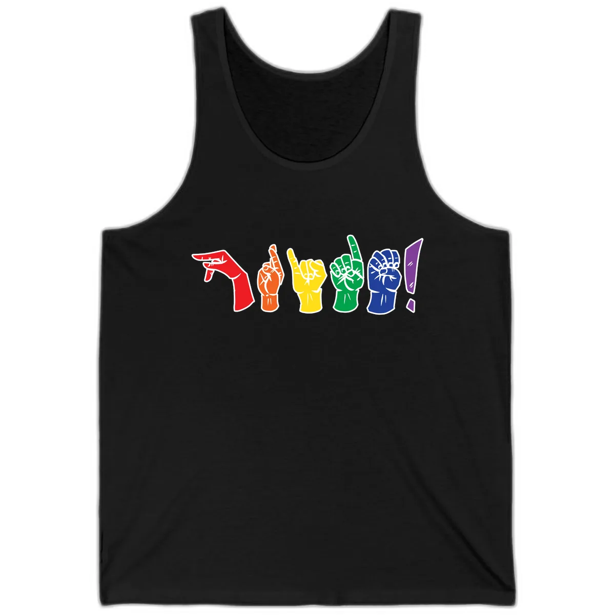 Rainbow Pride Power Fists Tank in Black