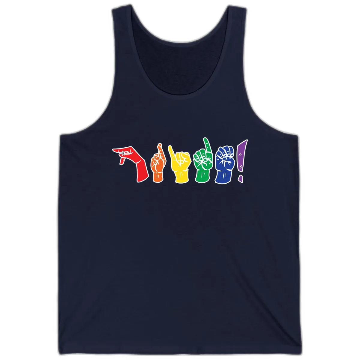 Rainbow Pride Power Fists Tank in Navy