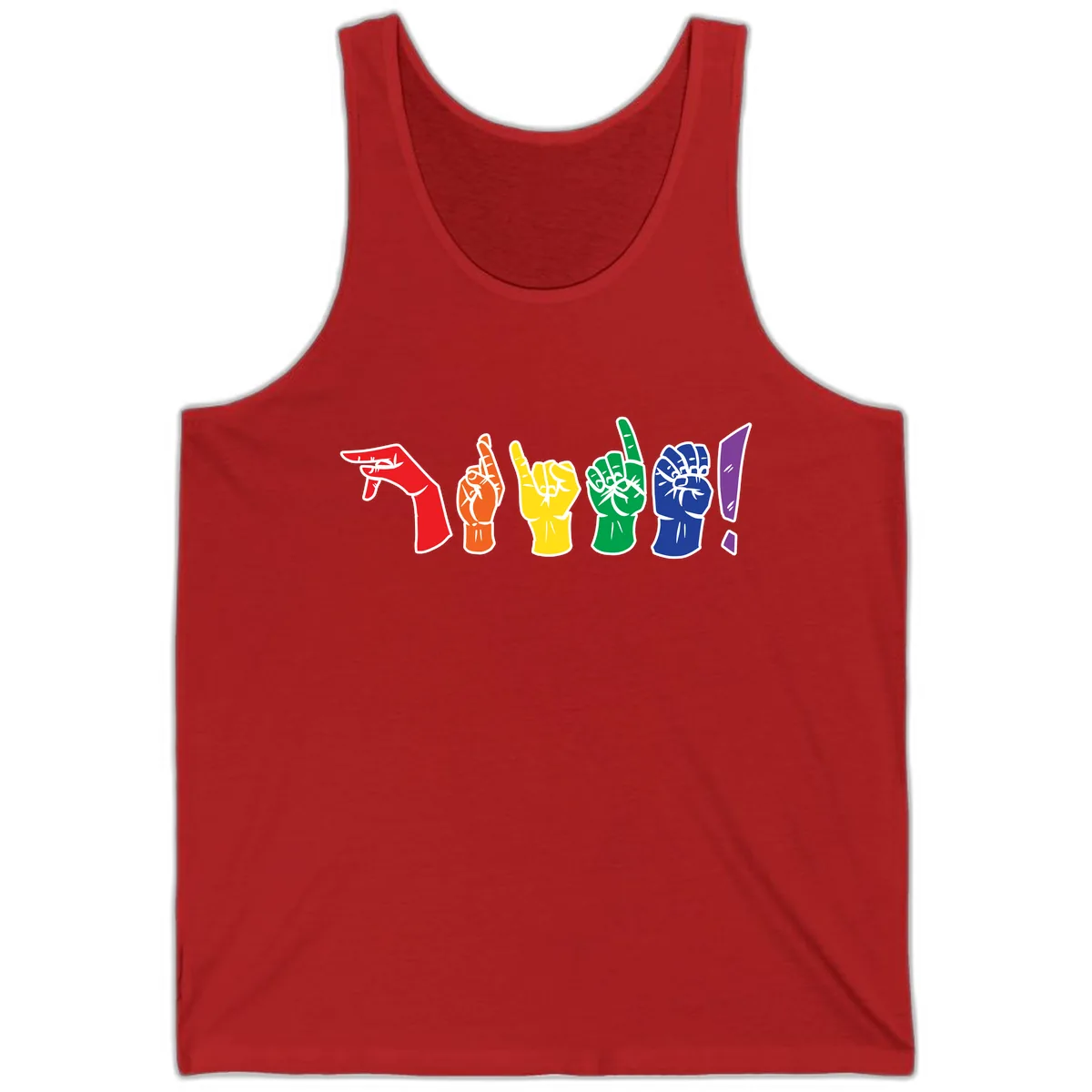 Rainbow Pride Power Fists Tank in Red