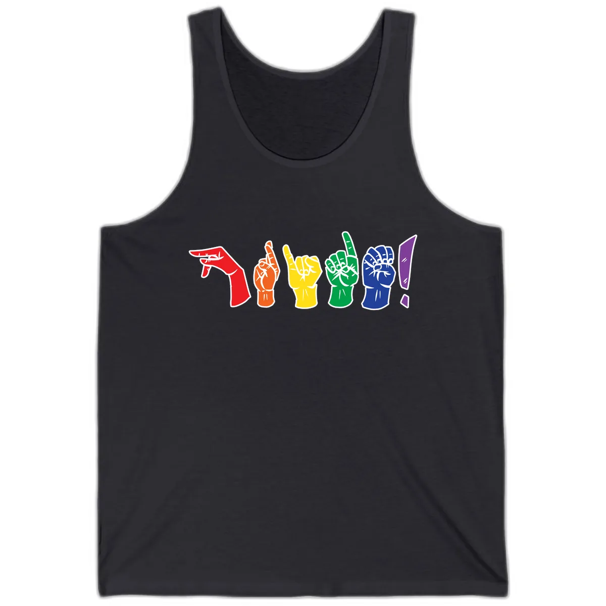 Rainbow Pride Power Fists Tank in Dark Grey