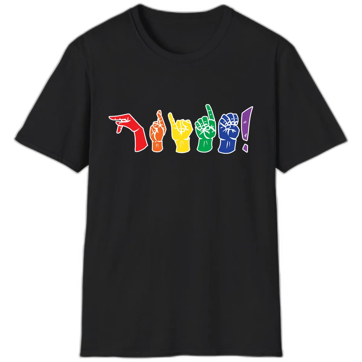 Rainbow Pride Power Fists T-Shirt in Black