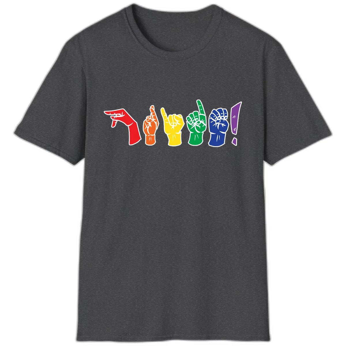 Rainbow Pride Power Fists T-Shirt in Dark Heather