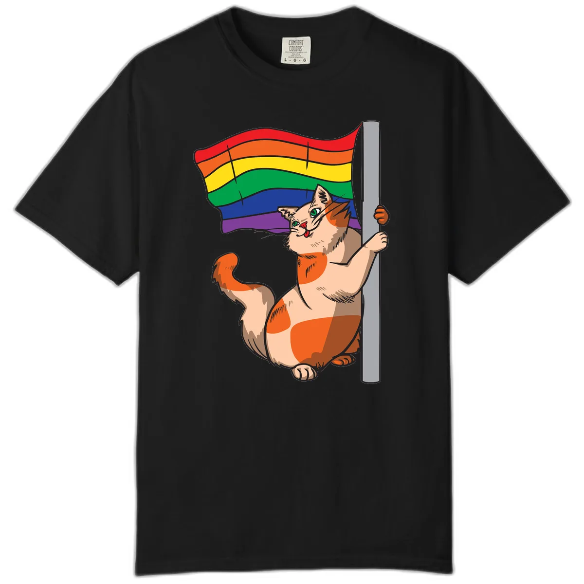 Rainbow Flag Pride Cat Comfort Color in Black