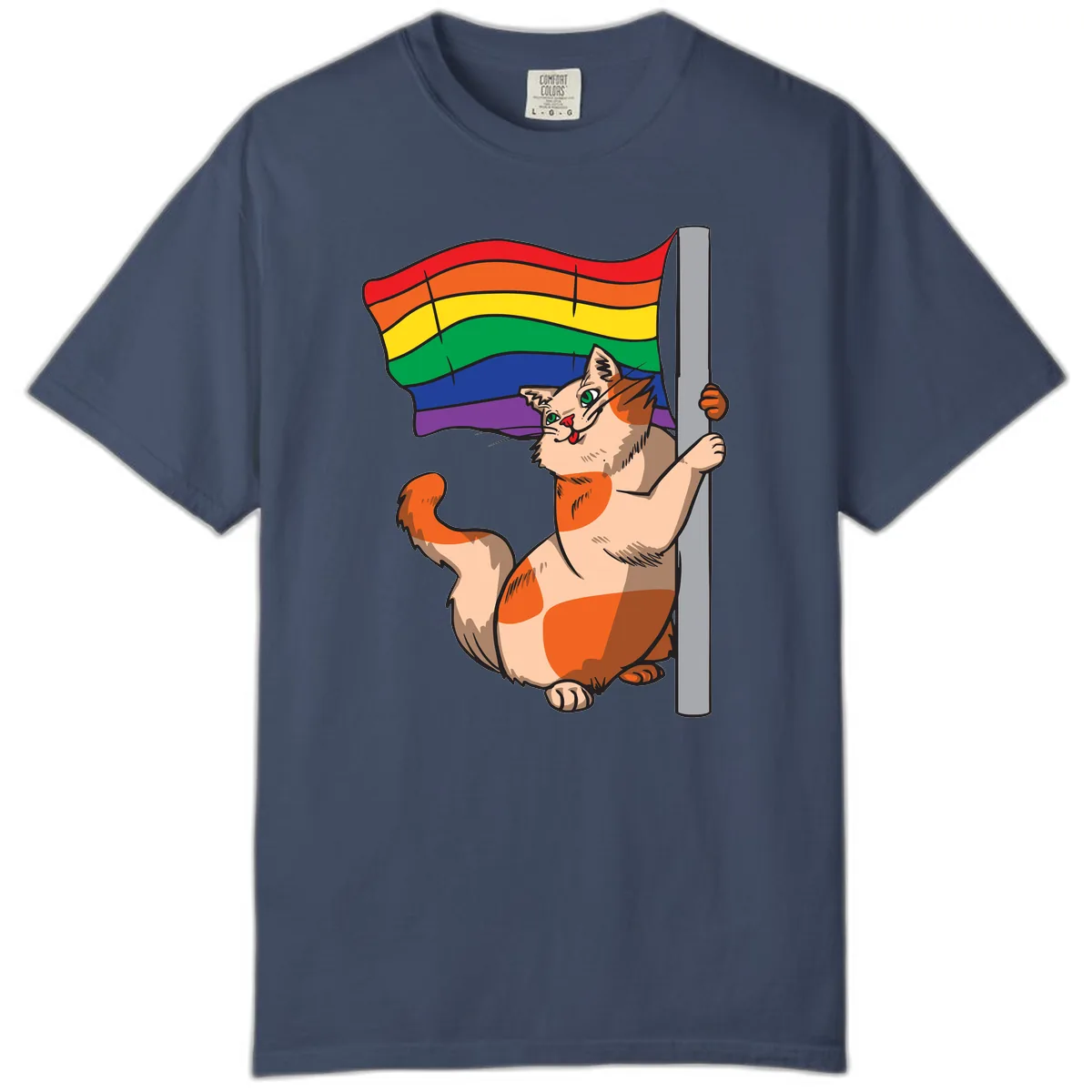 Rainbow Flag Pride Cat Comfort Color in Midnight