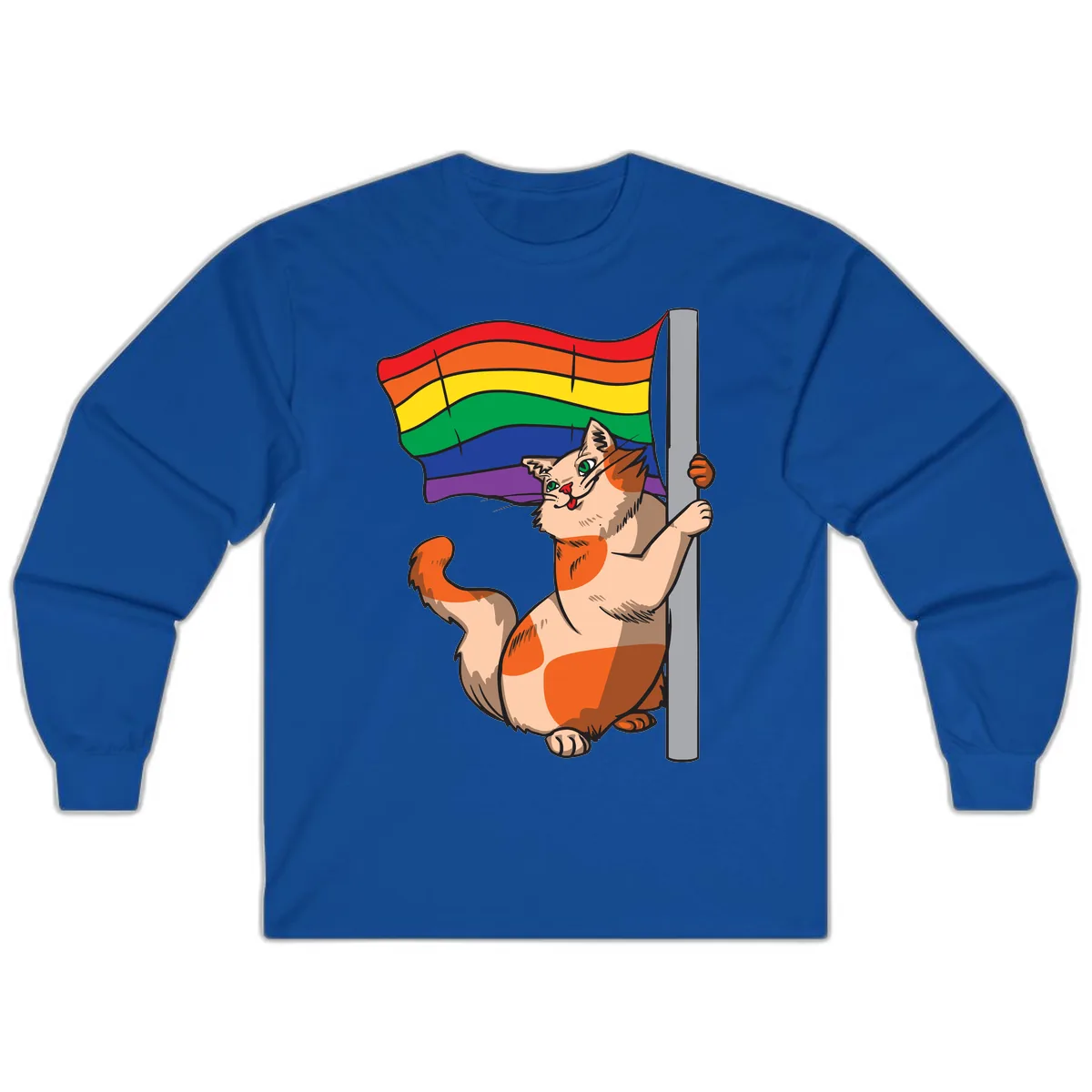 Rainbow Flag Pride Cat Long Sleeve in Royal
