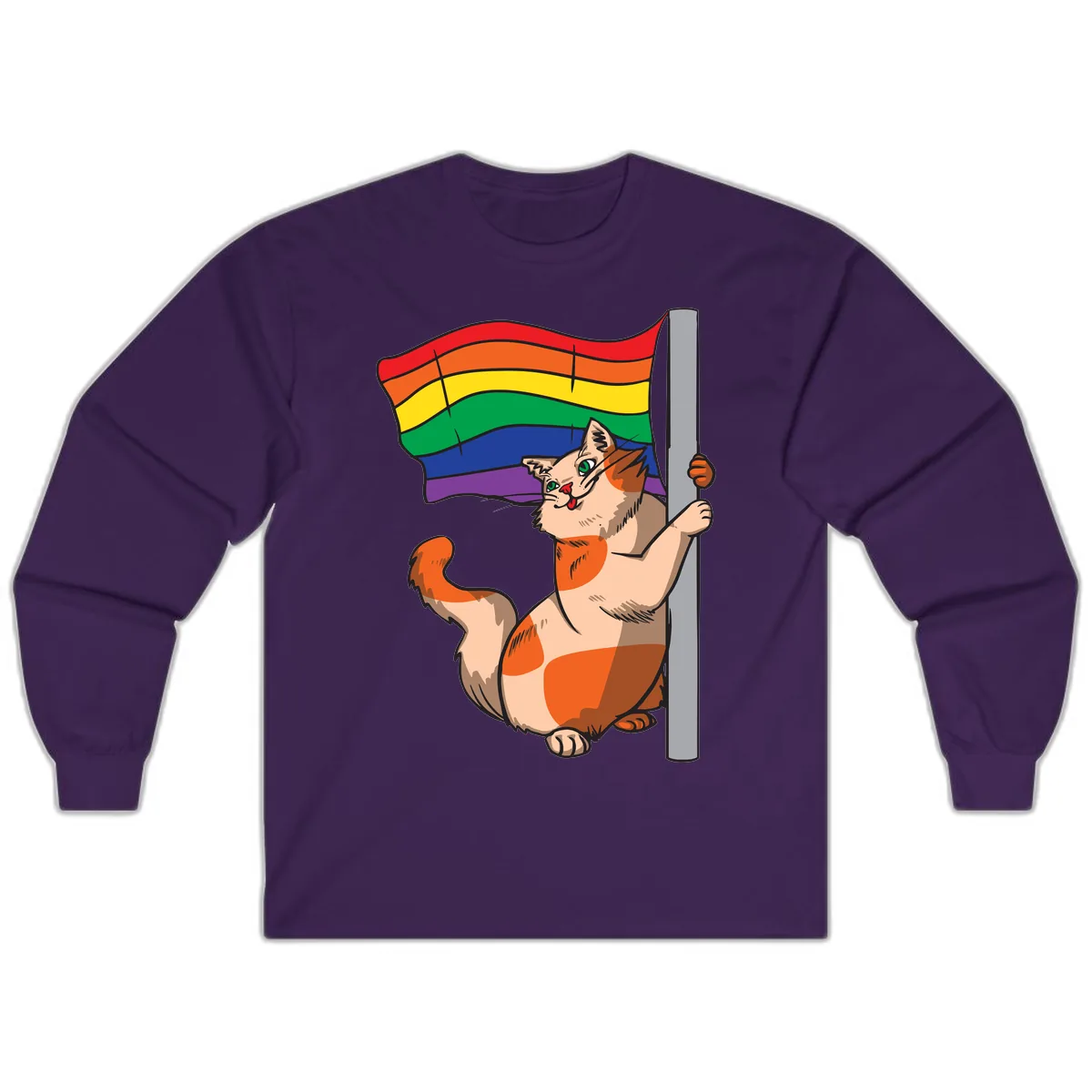 Rainbow Flag Pride Cat Long Sleeve in Purple