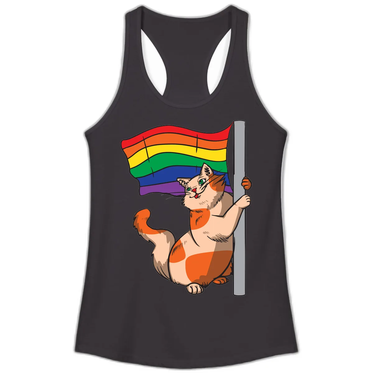 Rainbow Flag Pride Cat Ladies Tank in Black