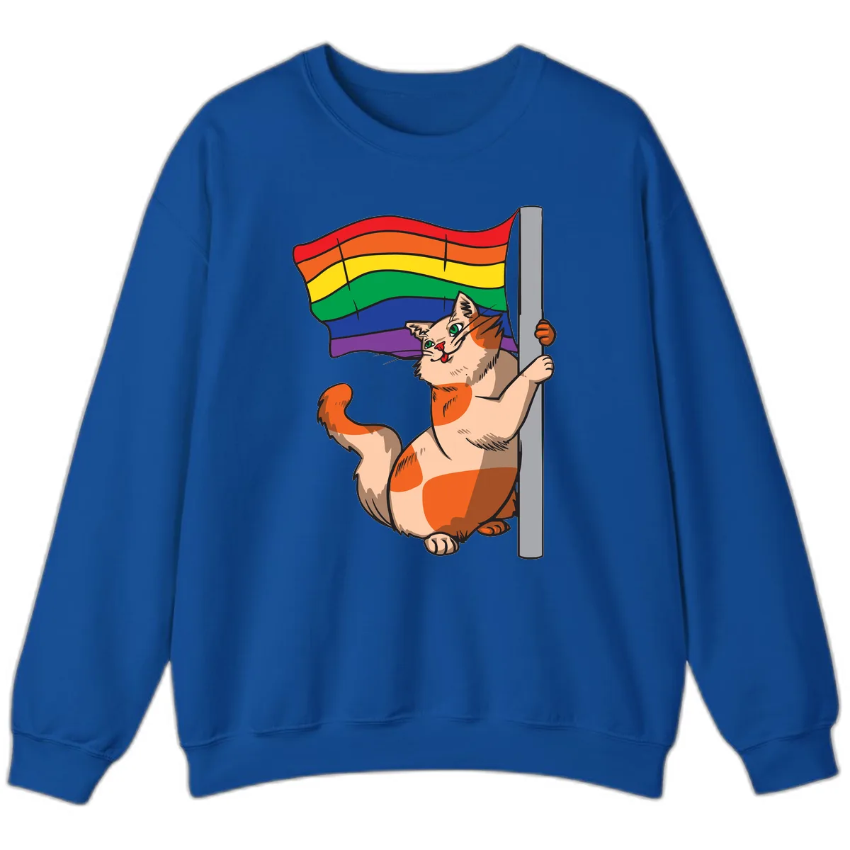 Rainbow Flag Pride Cat Sweatshirt in Royal