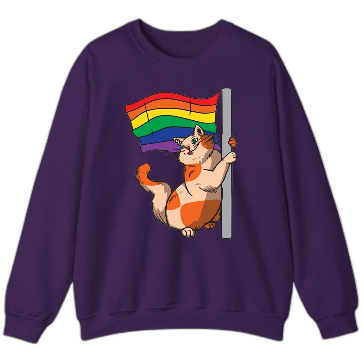 Rainbow Flag Pride Cat Sweatshirt in Purple