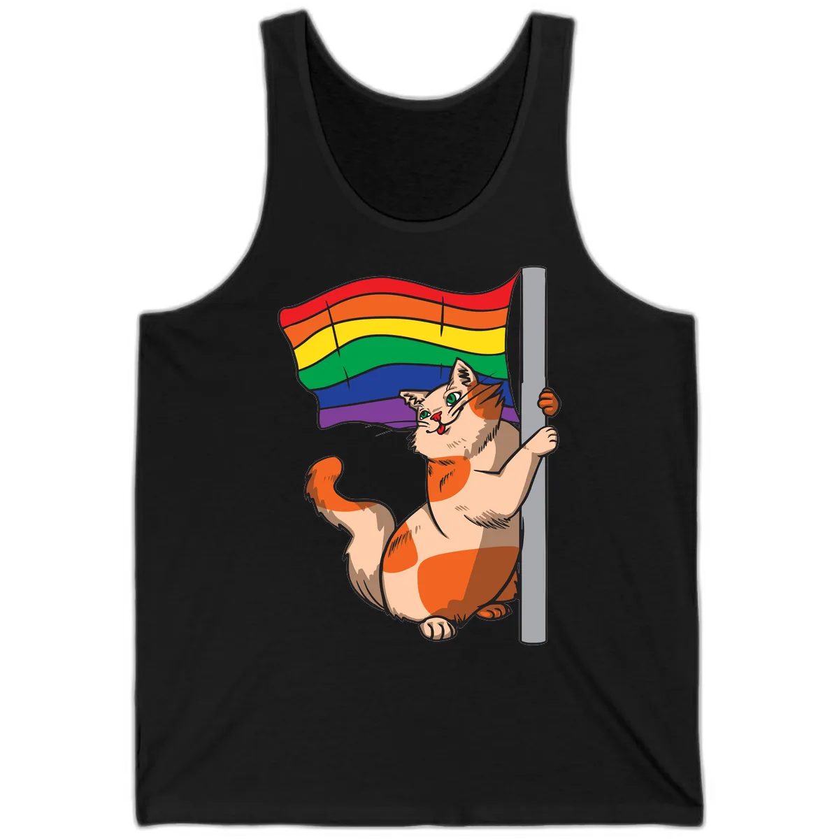 Rainbow Flag Pride Cat Tank in Black