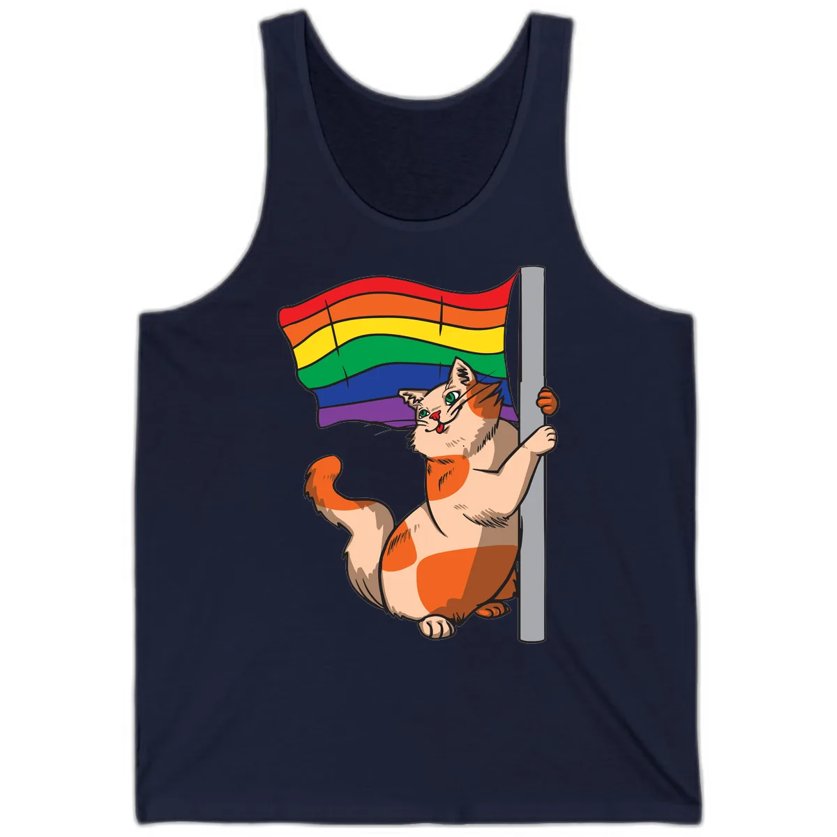 Rainbow Flag Pride Cat Tank in Navy