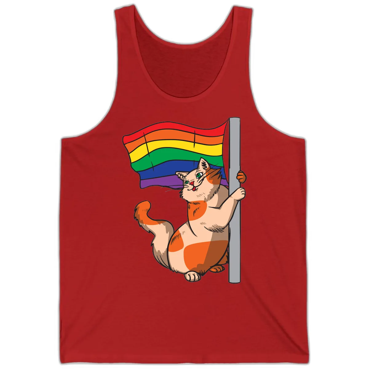 Rainbow Flag Pride Cat Tank in Red