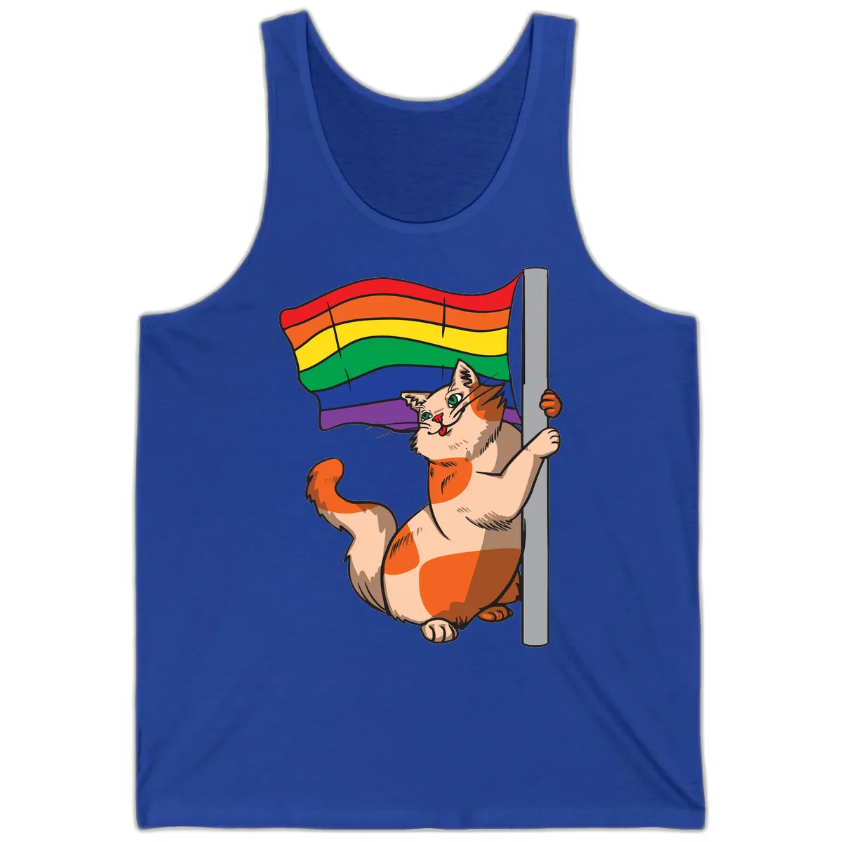 Rainbow Flag Pride Cat Tank in True Royal