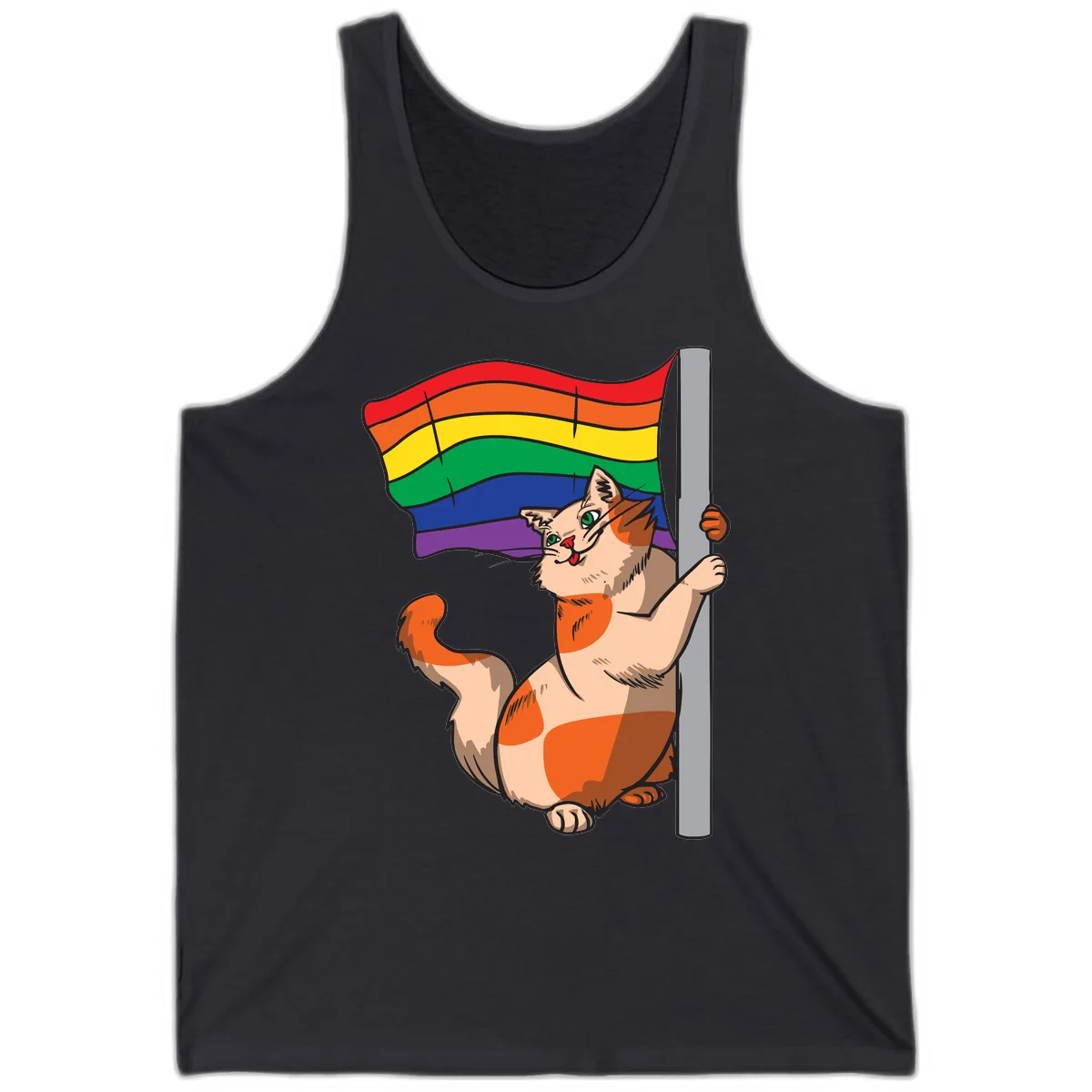 Rainbow Flag Pride Cat Tank in Dark Grey