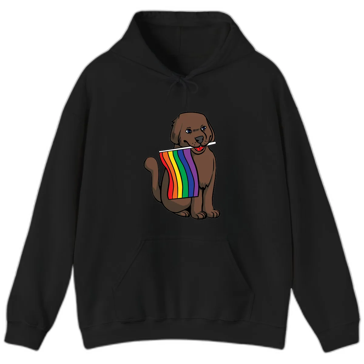 Rainbow Pride Dog Hoodie in Black