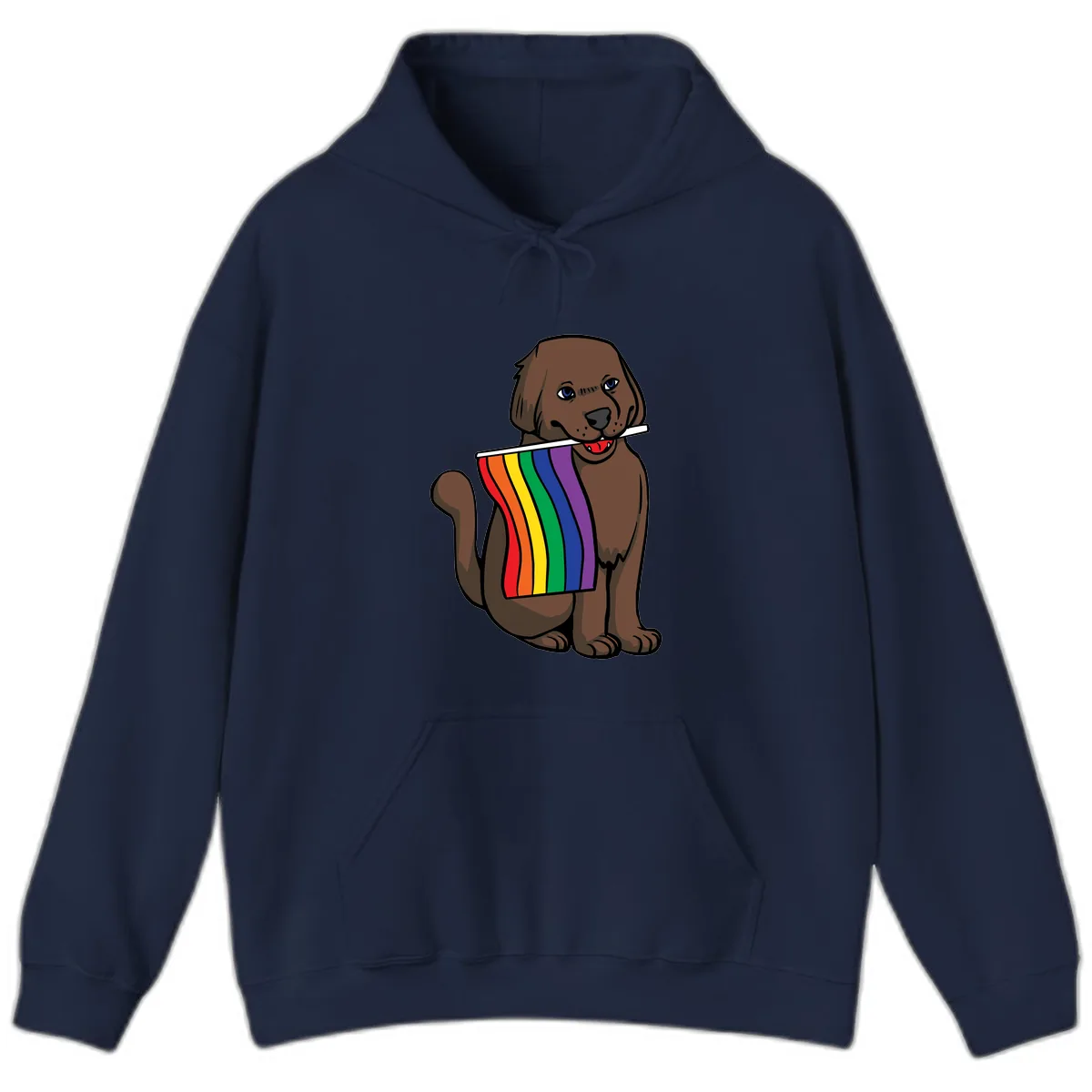 Rainbow Pride Dog Hoodie in Navy