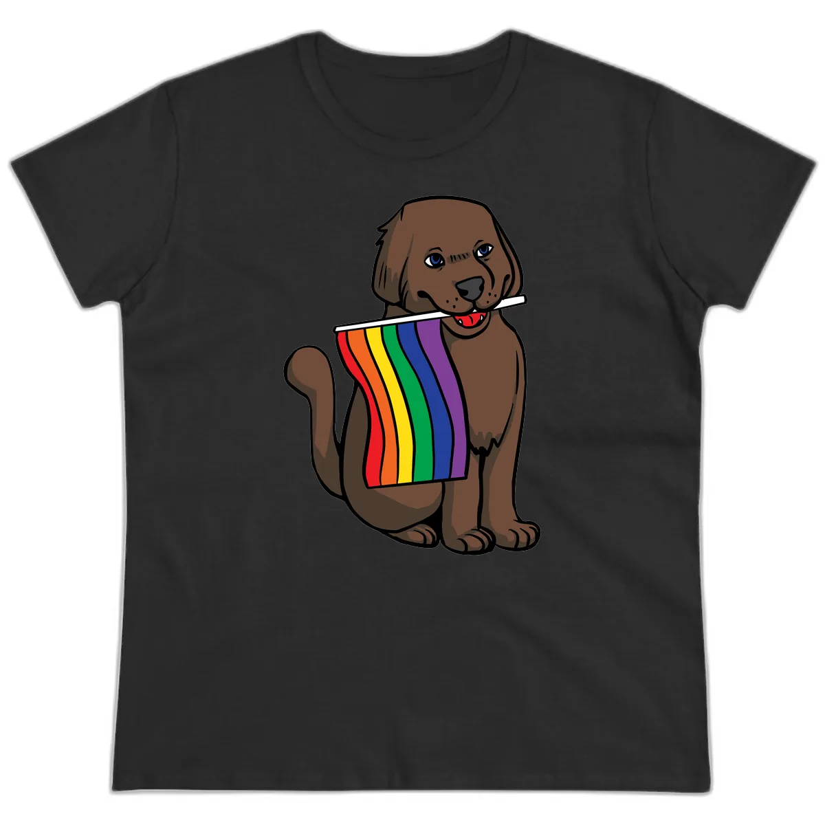 Rainbow Pride Dog Ladies Tee in Black