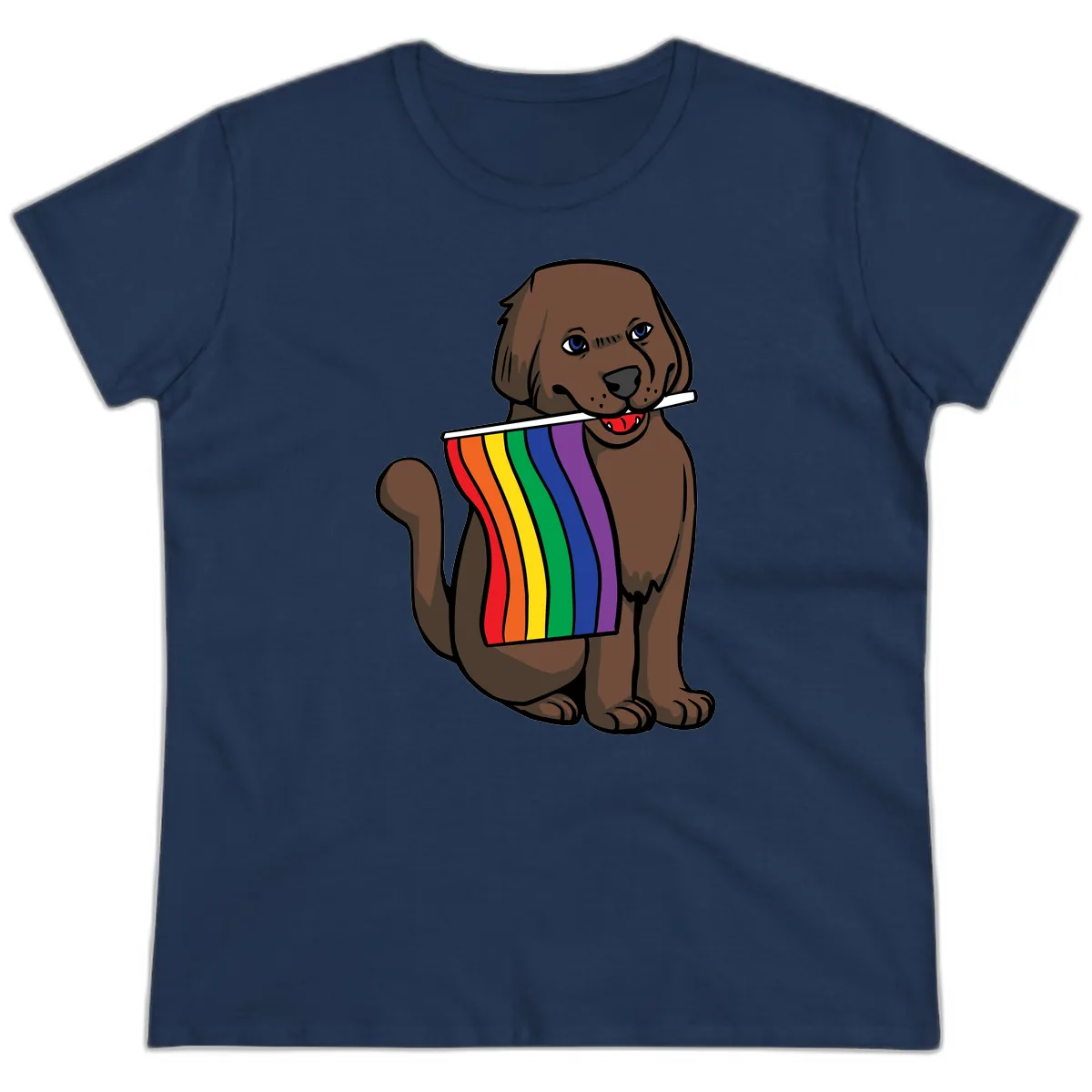 Rainbow Pride Dog Ladies Tee in Navy