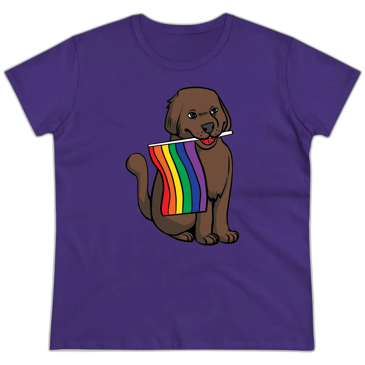 Rainbow Pride Dog Ladies Tee in Purple