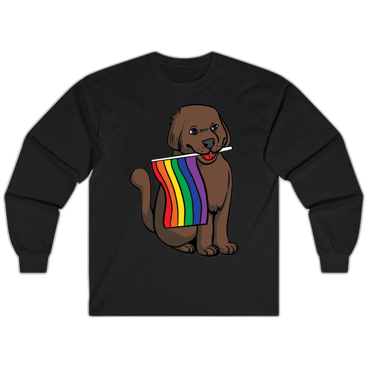 Rainbow Pride Dog Long Sleeve in Black