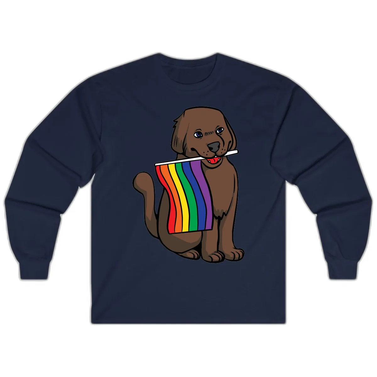 Rainbow Pride Dog Long Sleeve in Navy