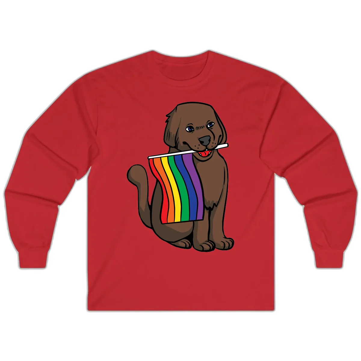 Rainbow Pride Dog Long Sleeve in Red