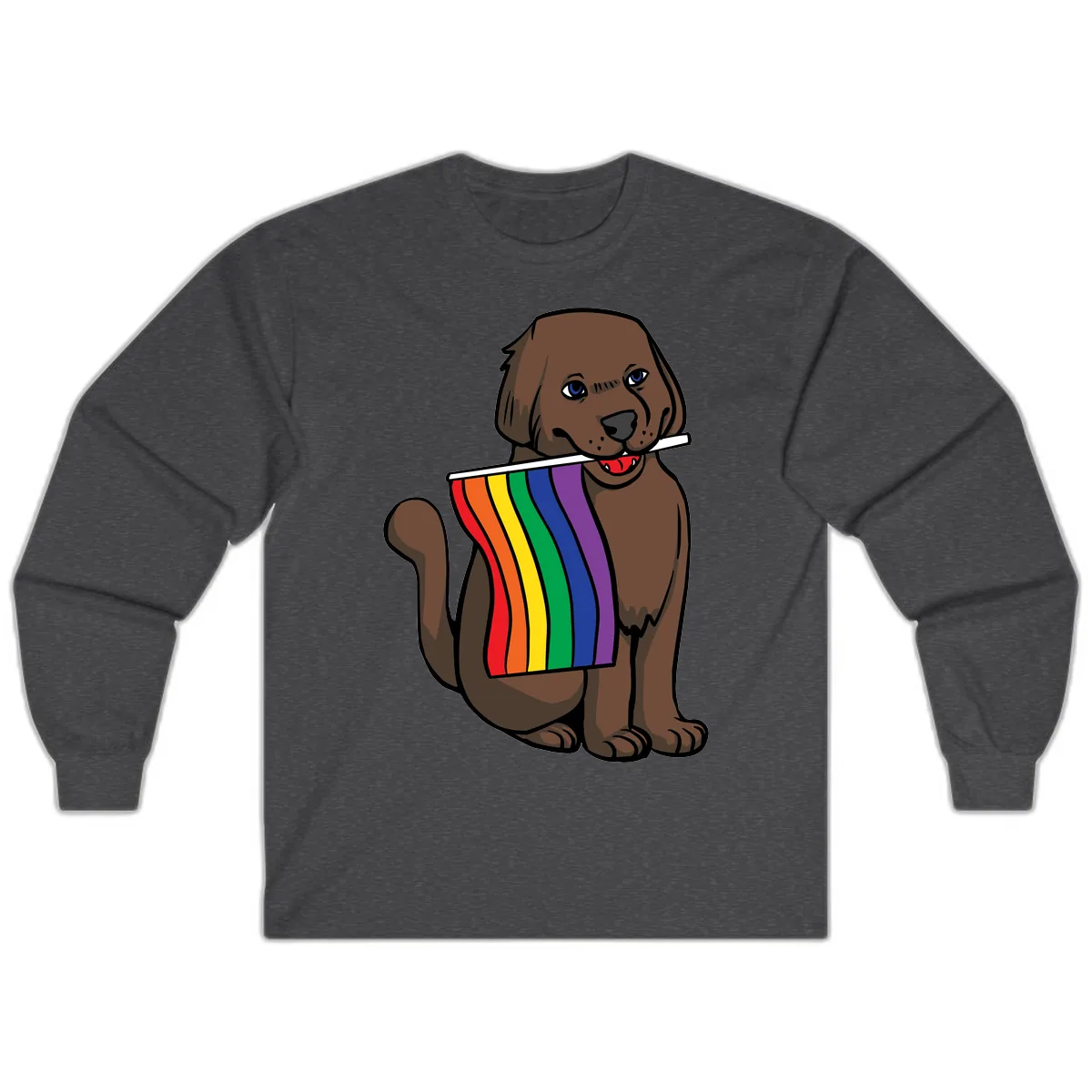 Rainbow Pride Dog Long Sleeve in Dark Heather