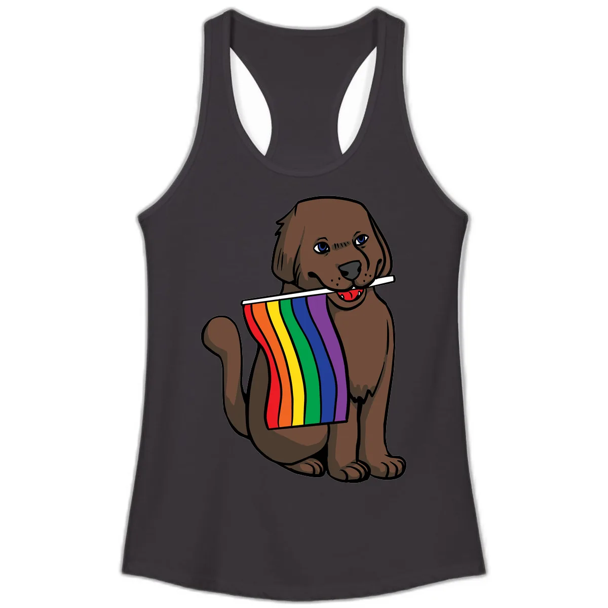 Rainbow Pride Dog Ladies Tank in Black