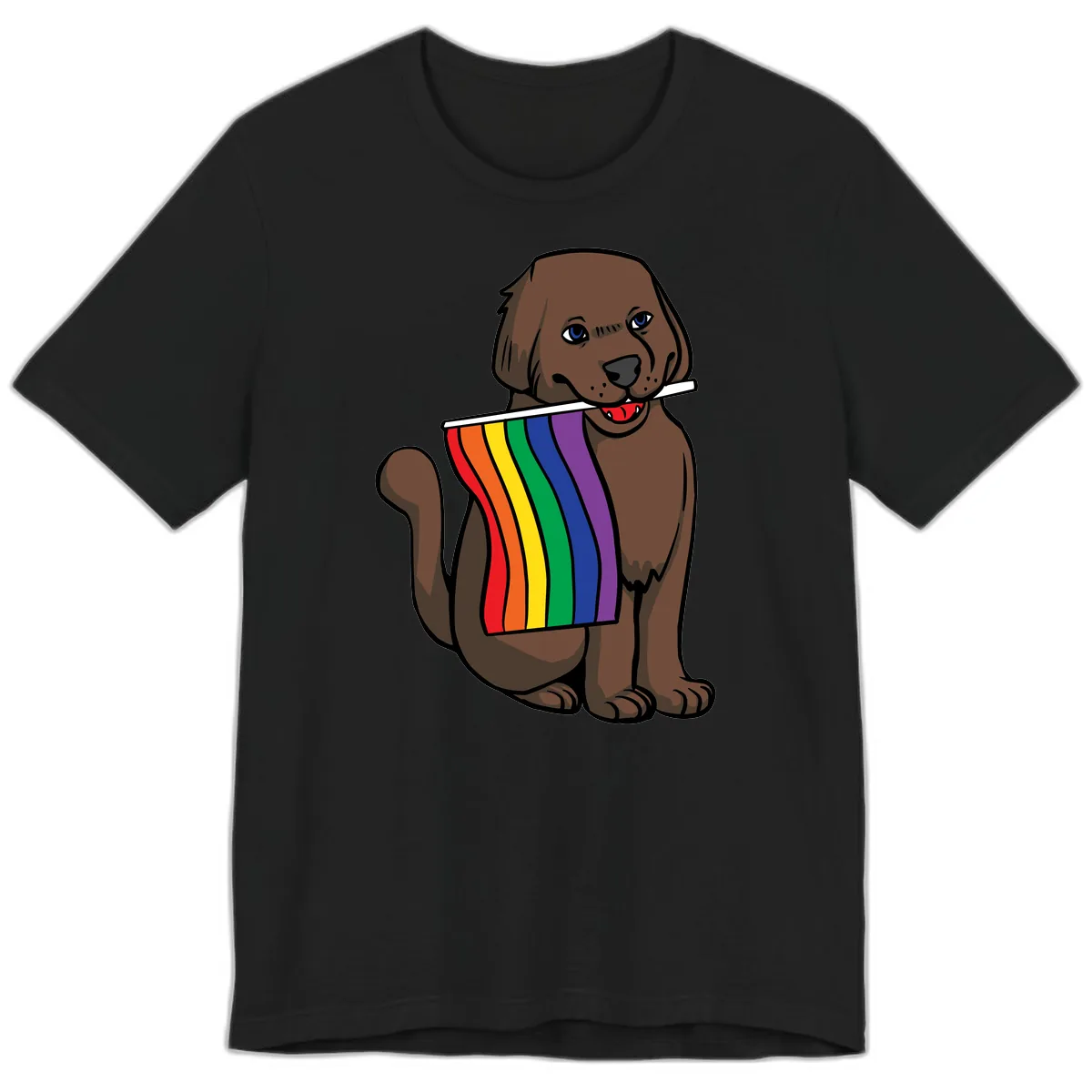 Rainbow Pride Dog Premium T-Shirt in Black
