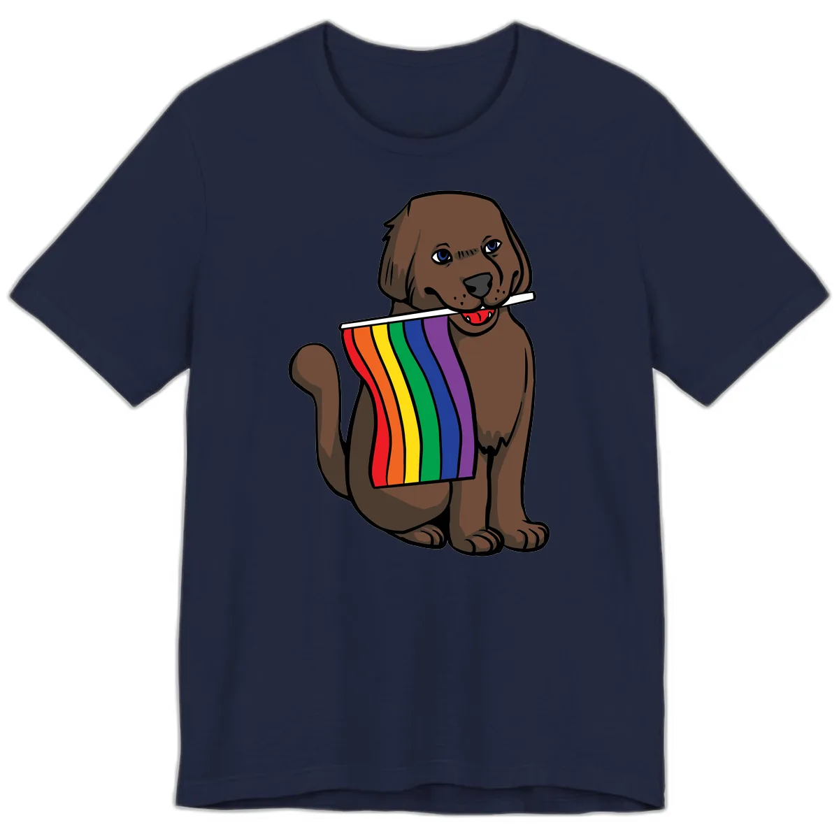 Rainbow Pride Dog Premium T-Shirt in Navy