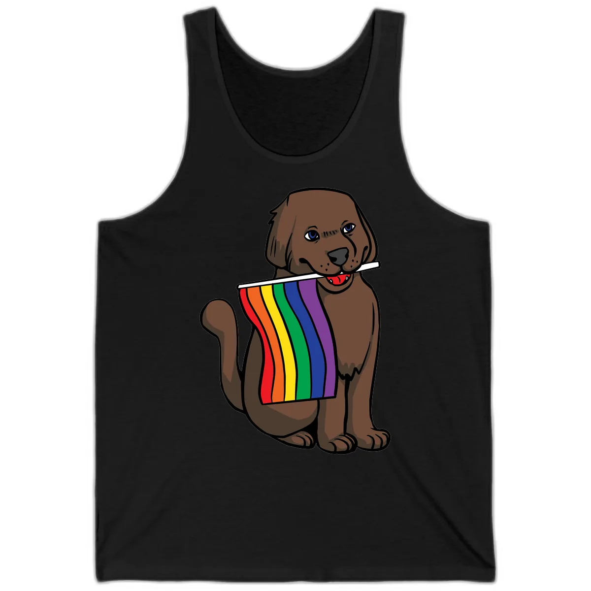 Rainbow Pride Dog Tank in Black