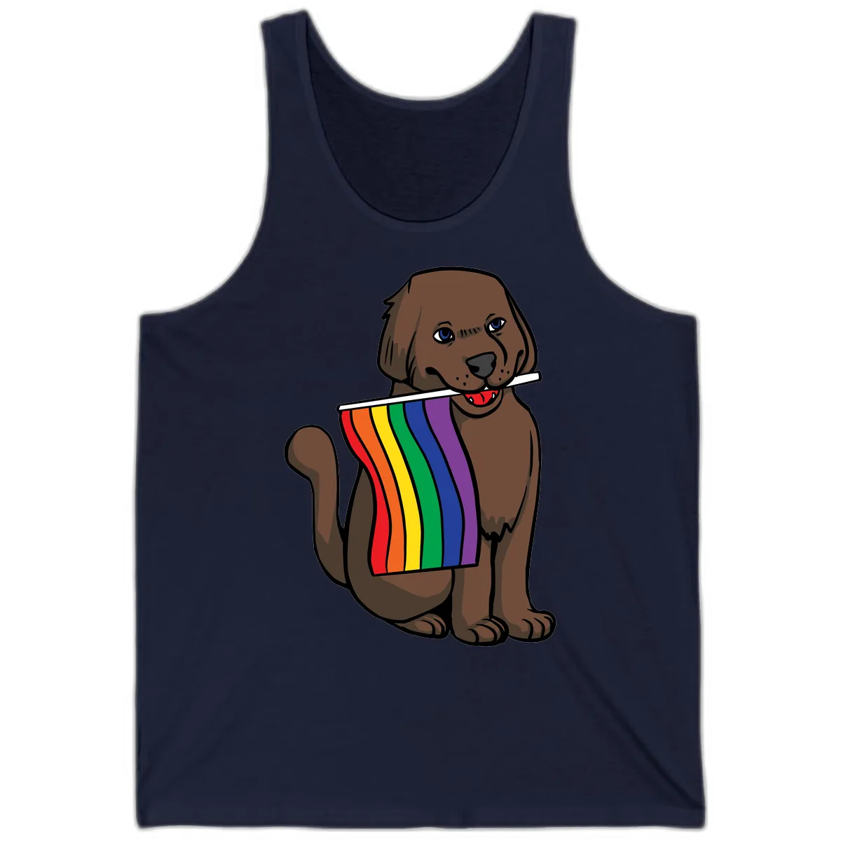 Rainbow Pride Dog Tank in Navy